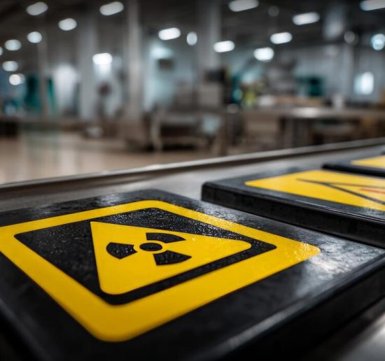 a-conveyor-belt-with-several-radioactive-signs-on-it-photo
