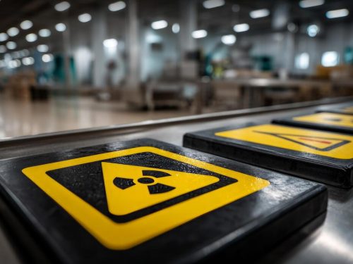 a-conveyor-belt-with-several-radioactive-signs-on-it-photo